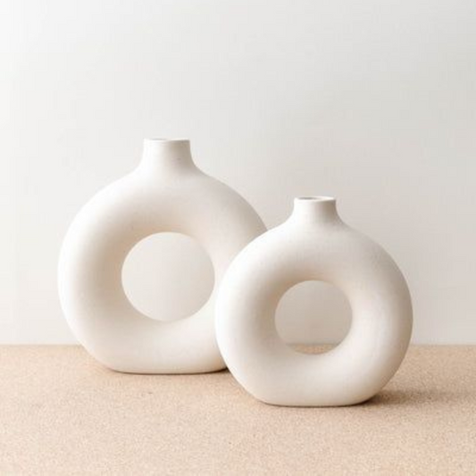 Donut Vase - Set de dos Jarrones de ceramica estilo Nórdico Moderno