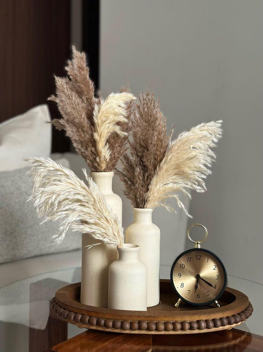 Juego de jarrones cerámica acabado matte color beige - piezas decorativas para el hogar
