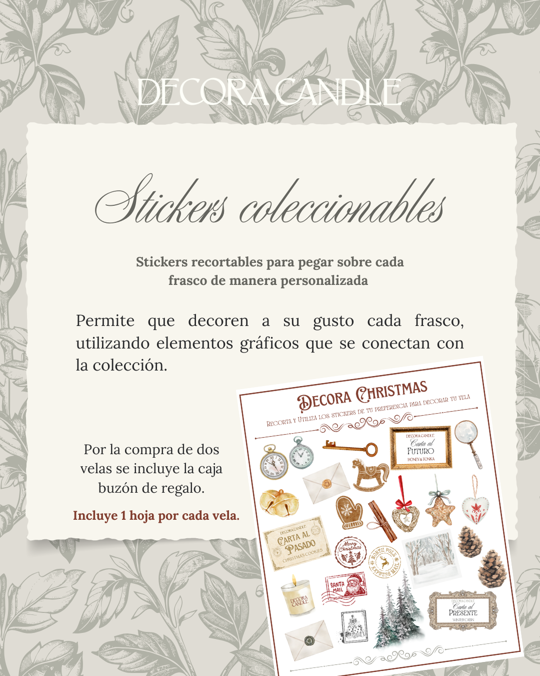 Vela de Cerámica Decorativa | Cartas que no se olvidan – Edición Navideña con Stickers