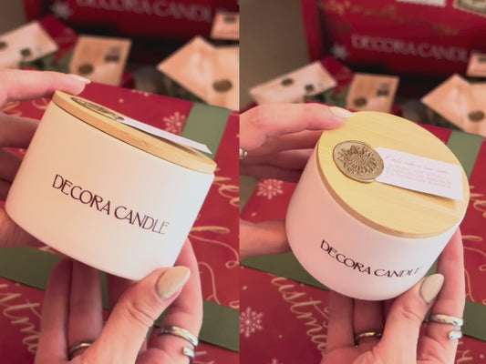 Vela de Cerámica Decorativa | Cartas que no se olvidan – Edición Navideña con Stickers